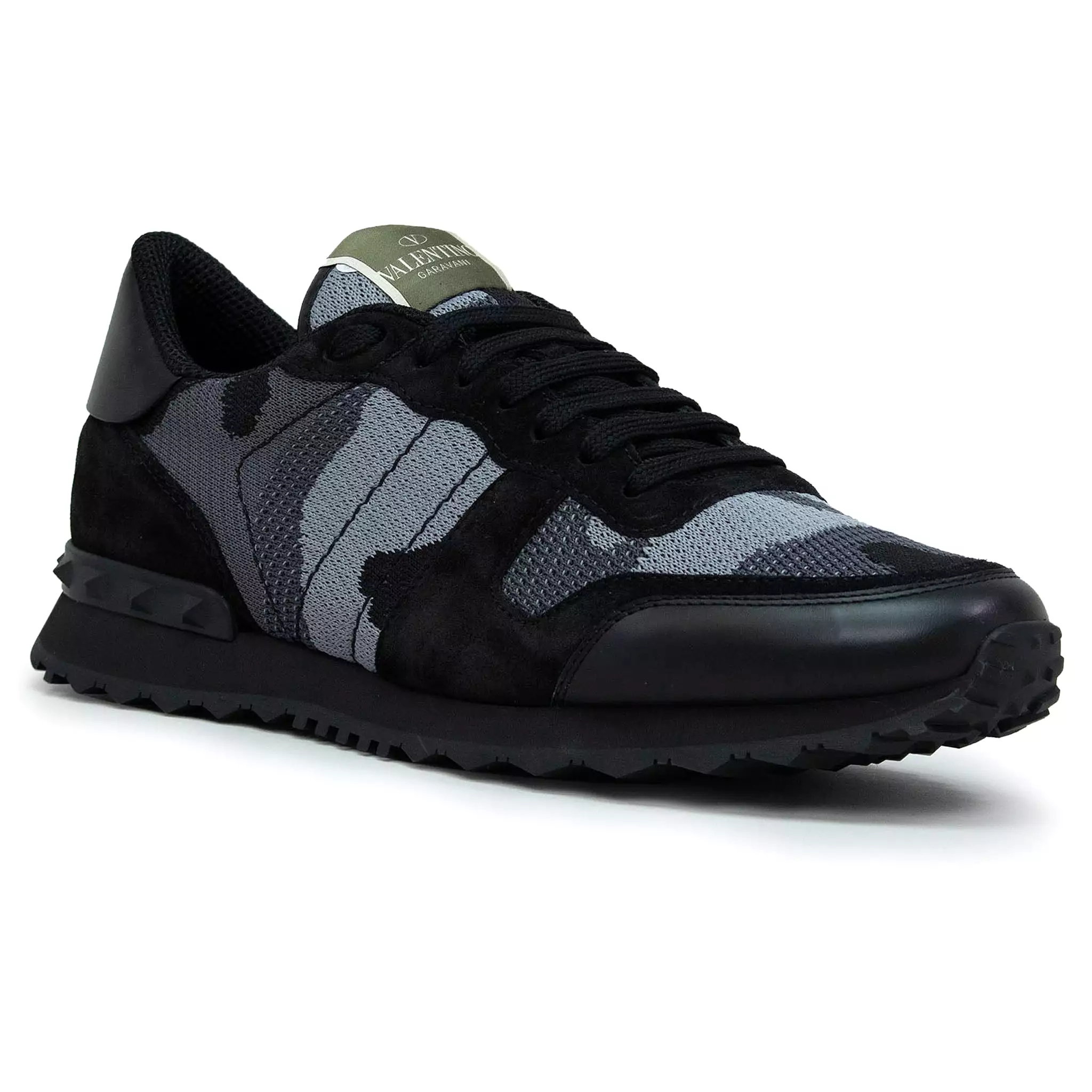 Valentino Rockrunner Black Camo Mesh Sneaker.