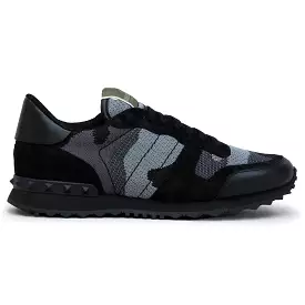 Valentino Rockrunner Black Camo Mesh Sneaker.