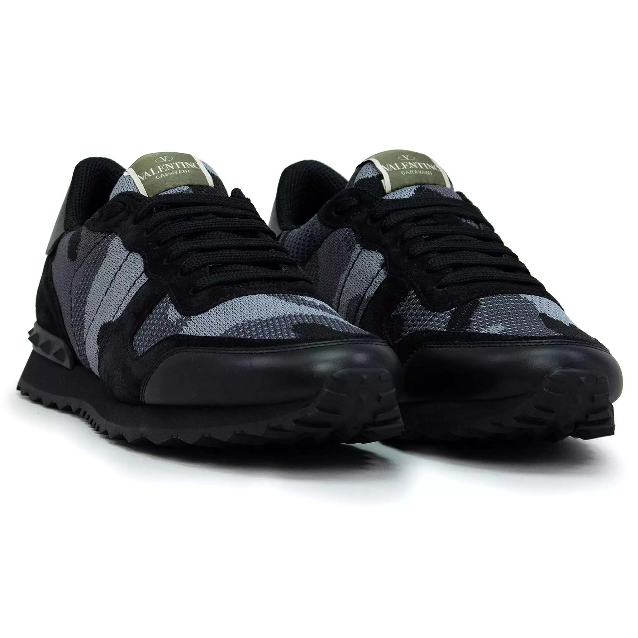 Valentino Rockrunner Black Camo Mesh Sneaker.