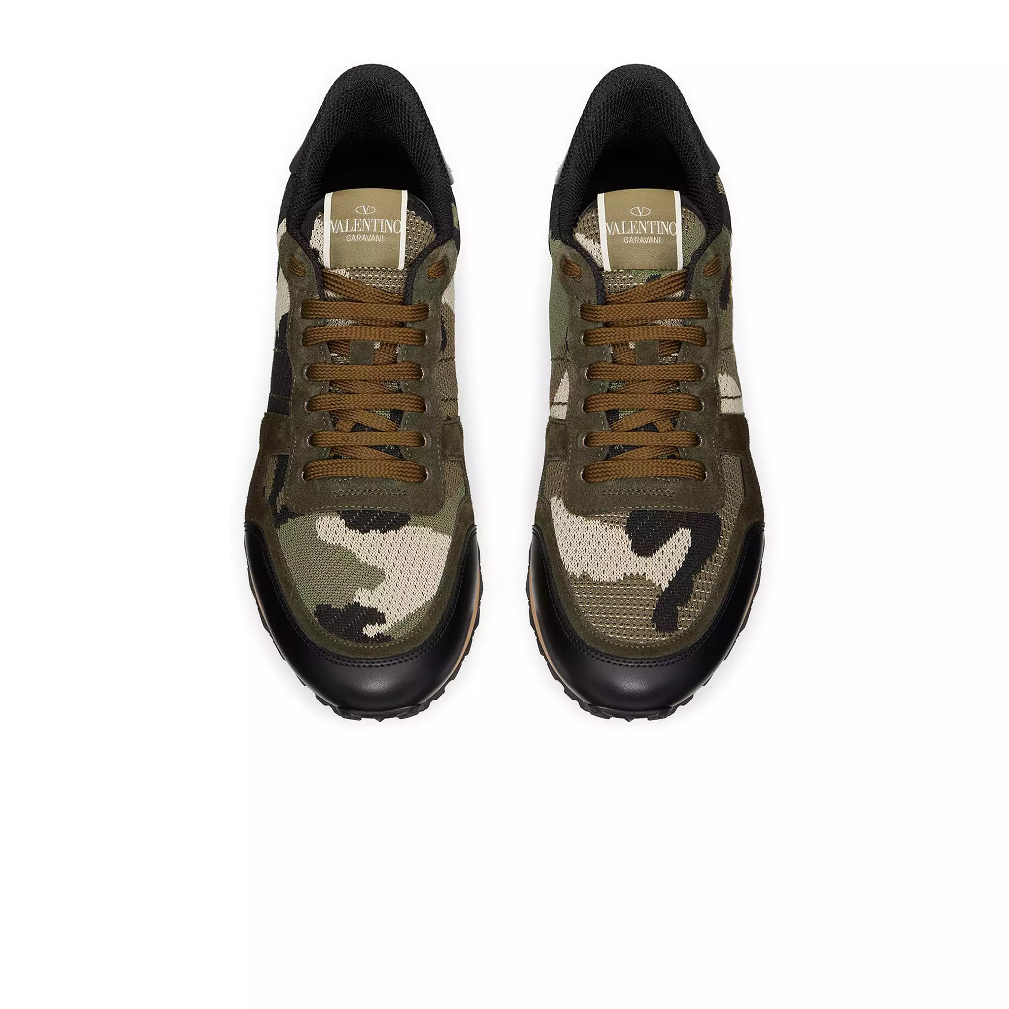 Valentino Rockrunner Khaki Sneakers - Camouflage, Mesh
