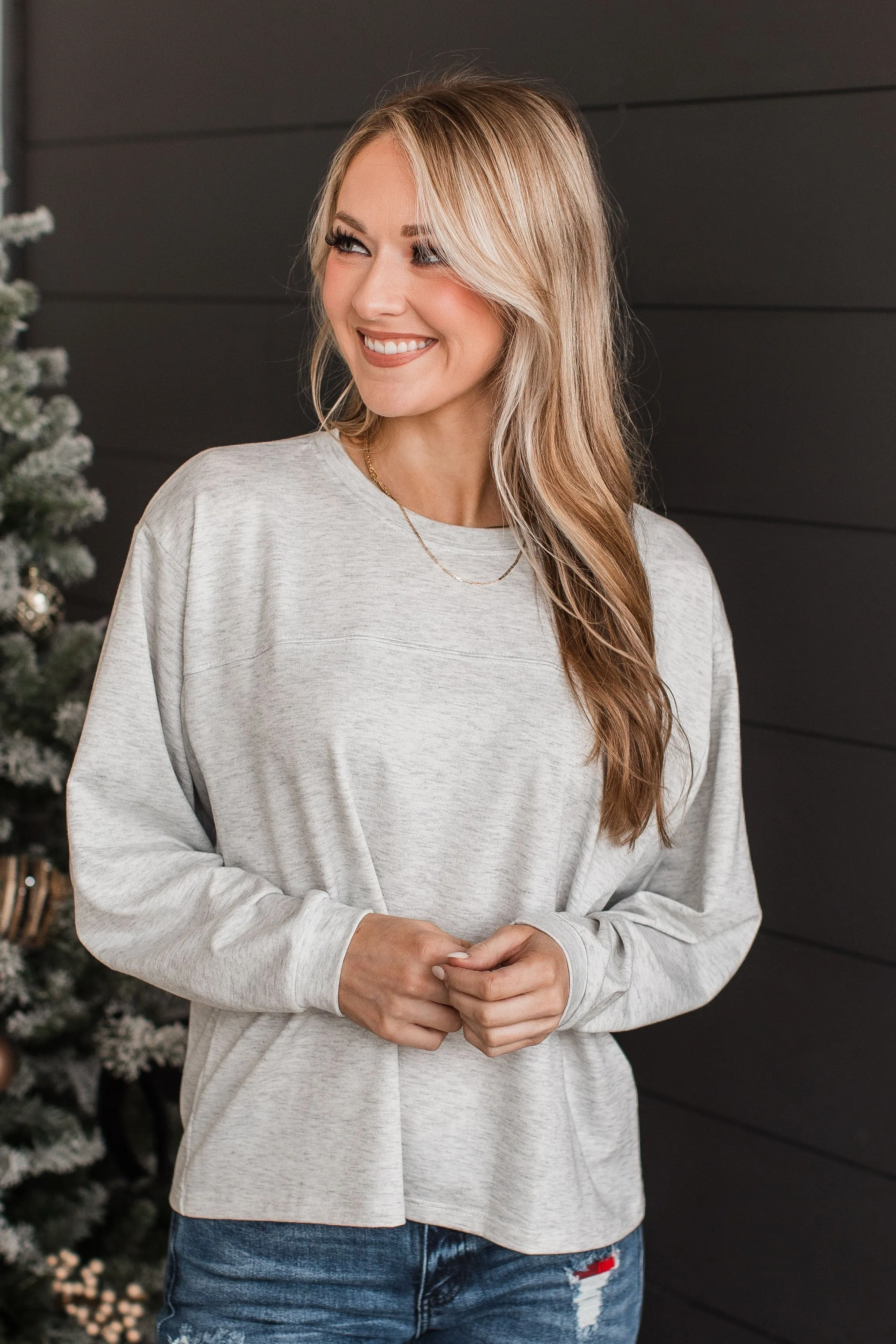 Warm Moments Dolman Sleeve Top- Heather Grey