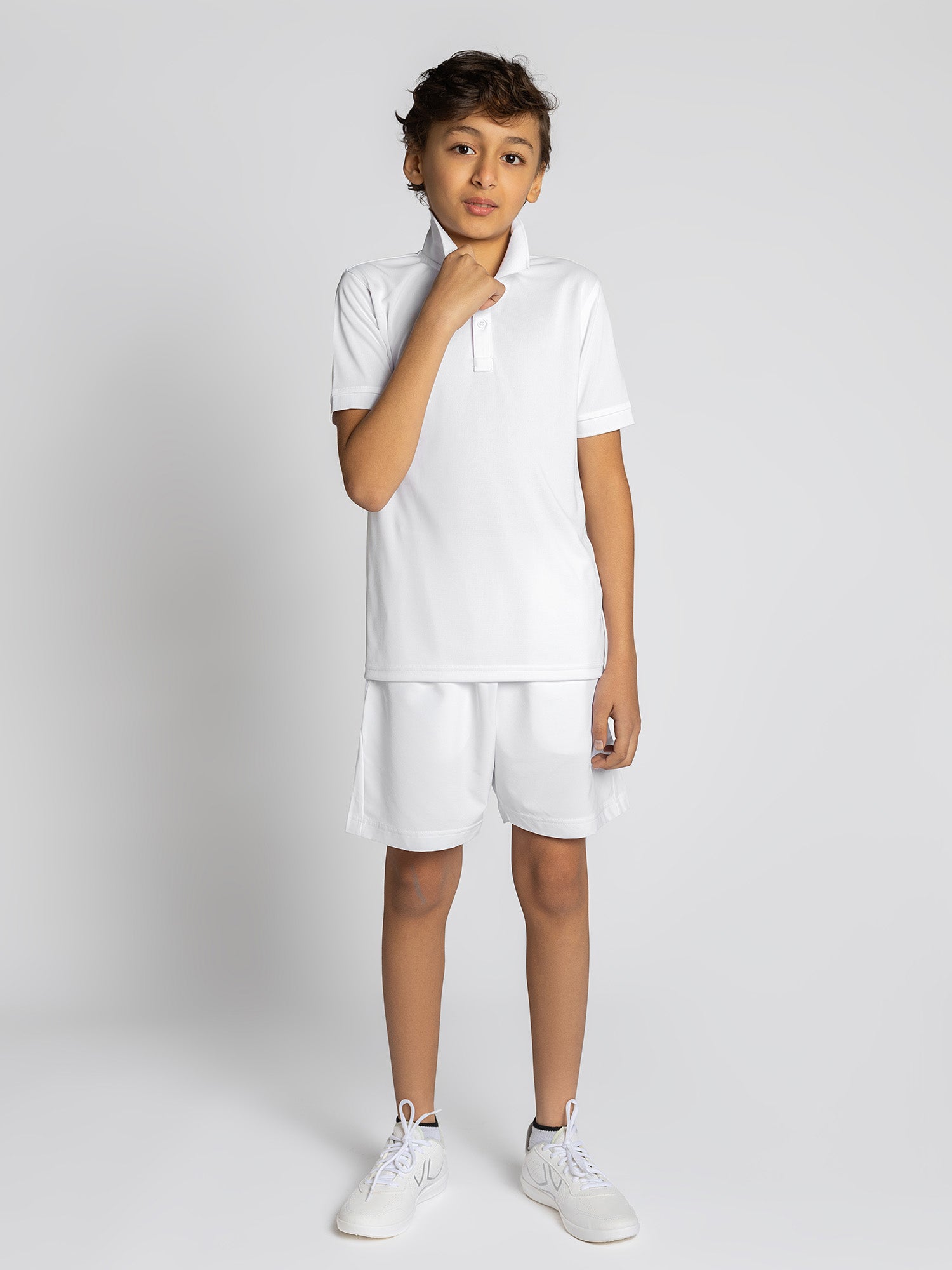 White Boys Polo Shirt with Rib Collar - Classic Style