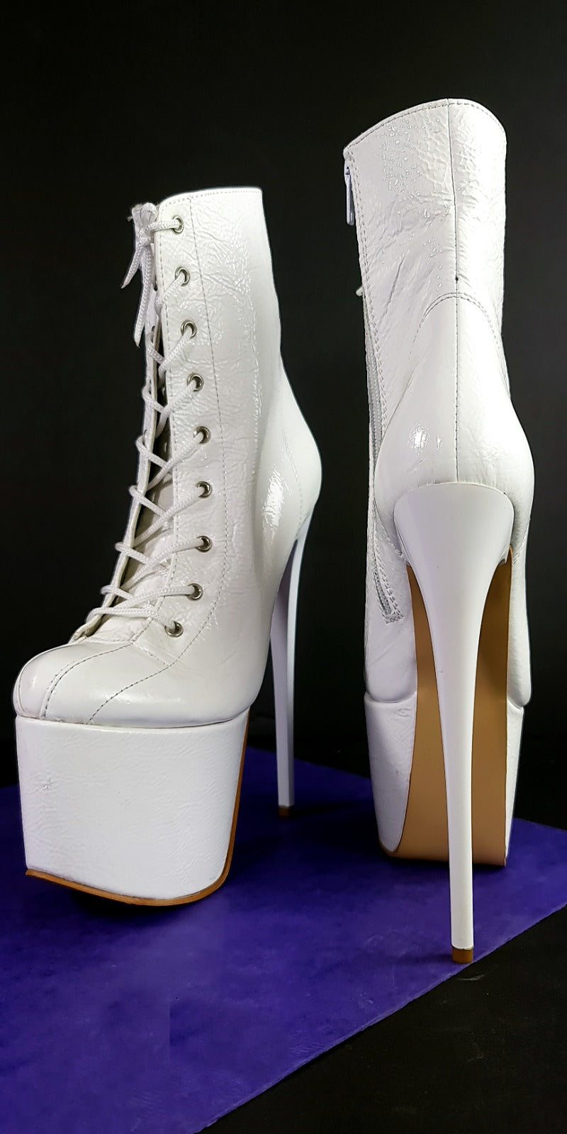 white leather boots lace-up