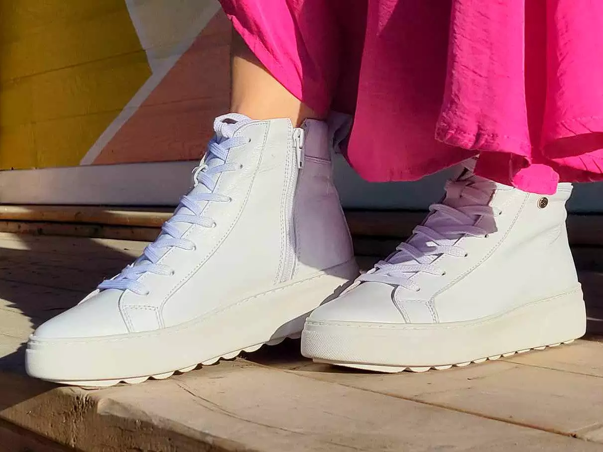 white leather high top sneakers