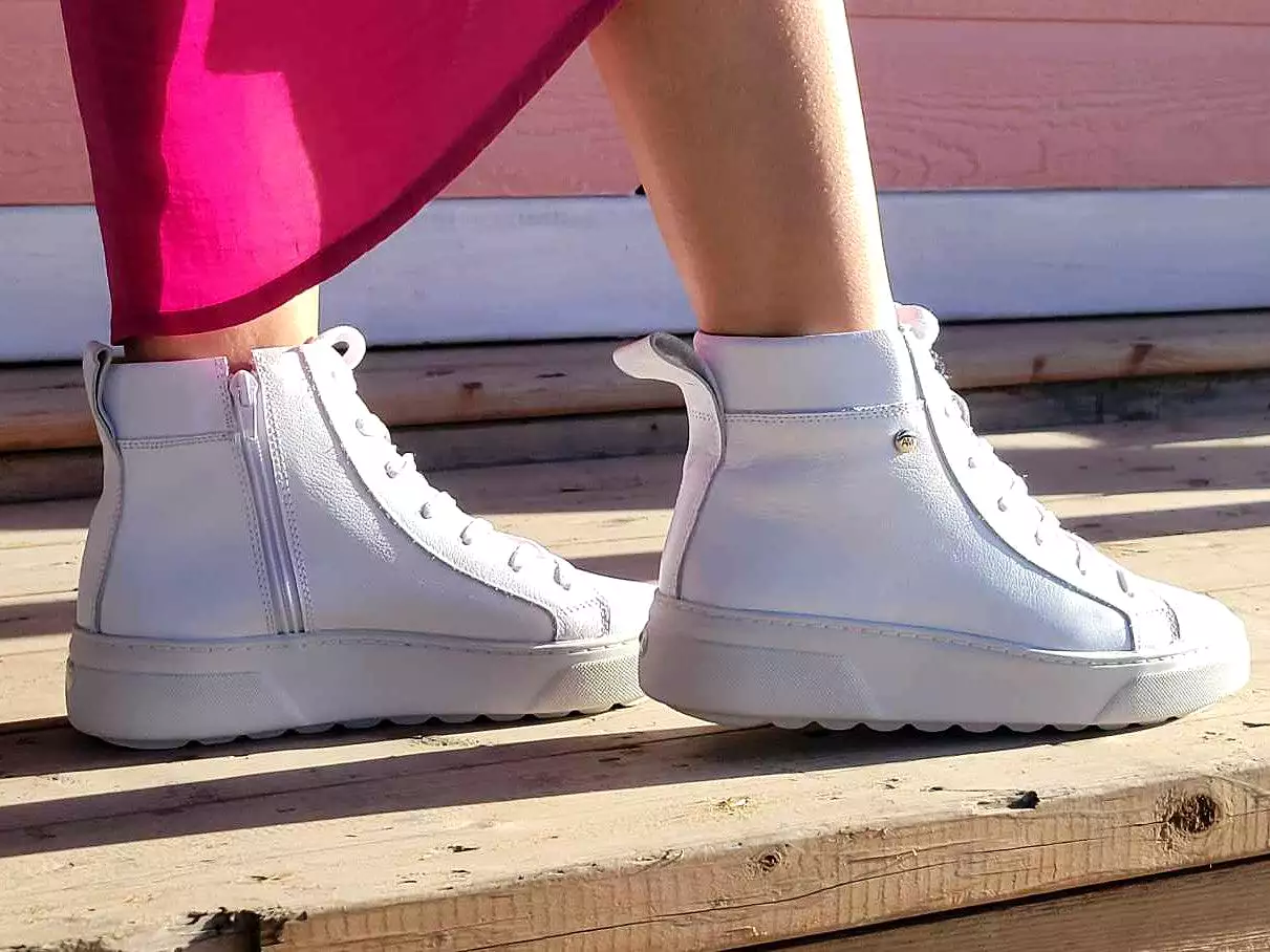 white leather high top sneakers