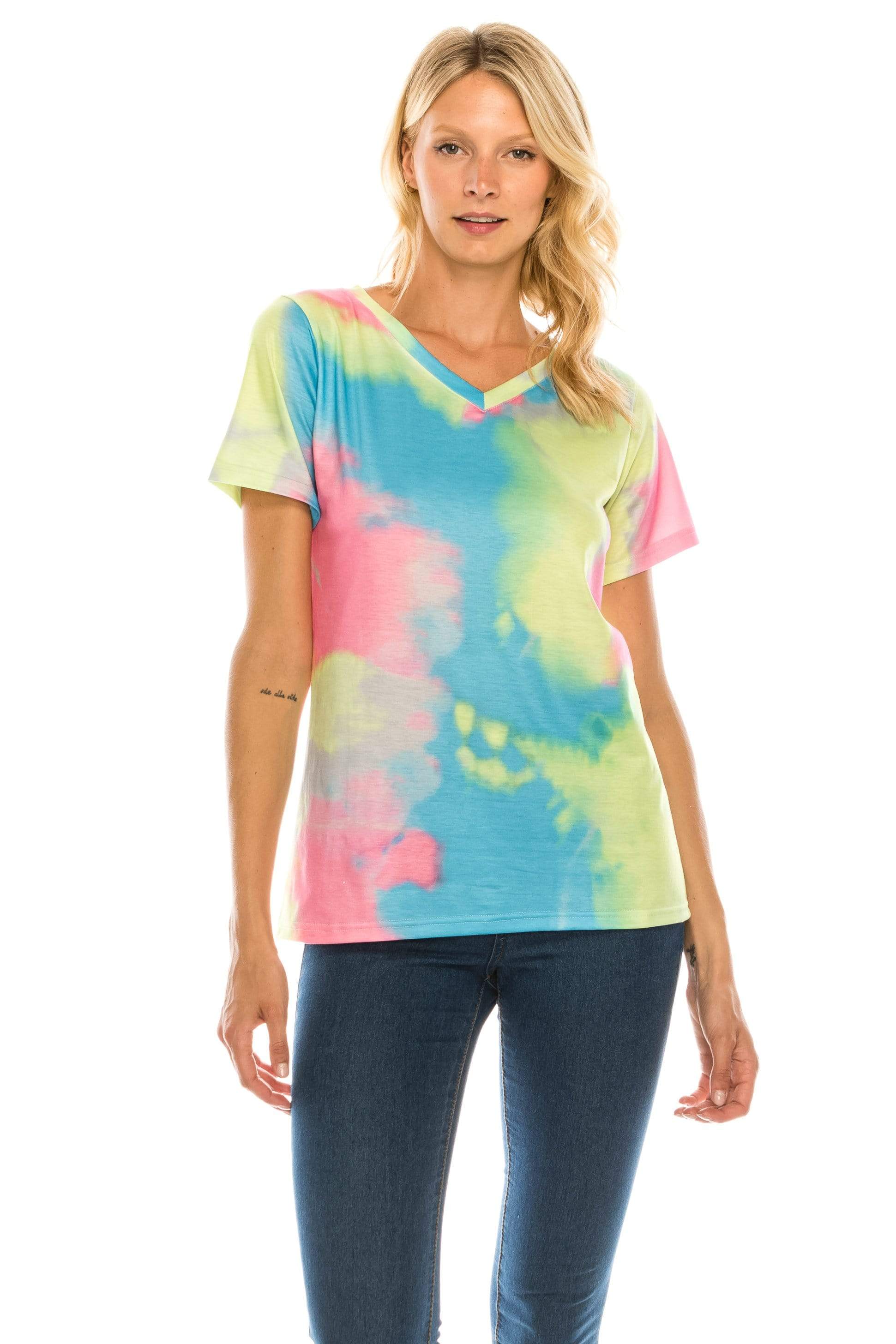 Women's V Neck Tie Dye Tee - Limited Edition