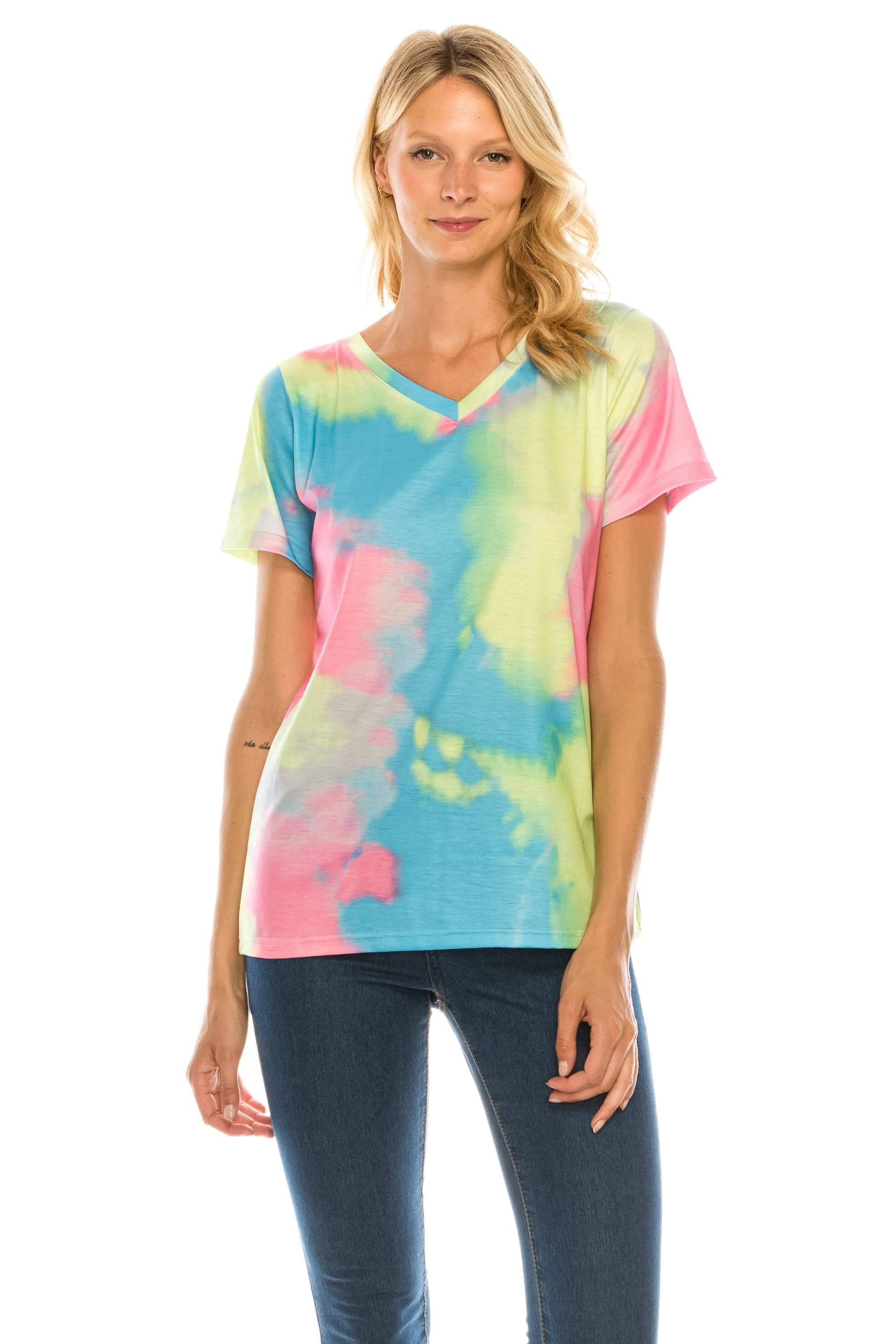 Women's V Neck Tie Dye Tee - Limited Edition