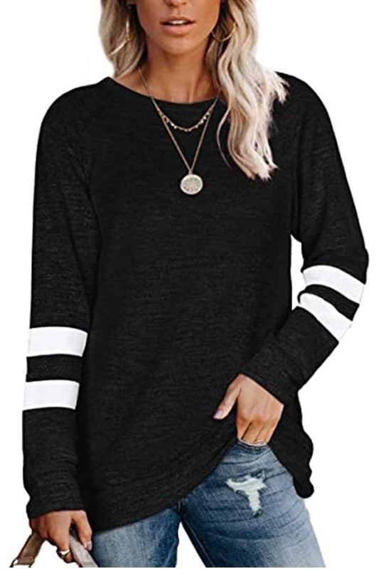 Women's Varsity Stripe Slouchy T-Shirt | Haute Edition